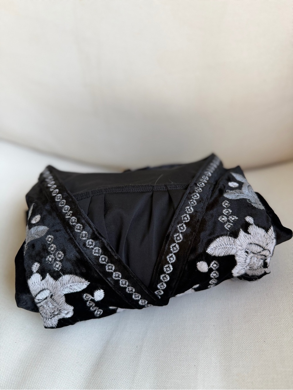 ANDREE BY UNIT Black Velvet Tunic with Silver Floral Embroidery - Picture 11 of 16